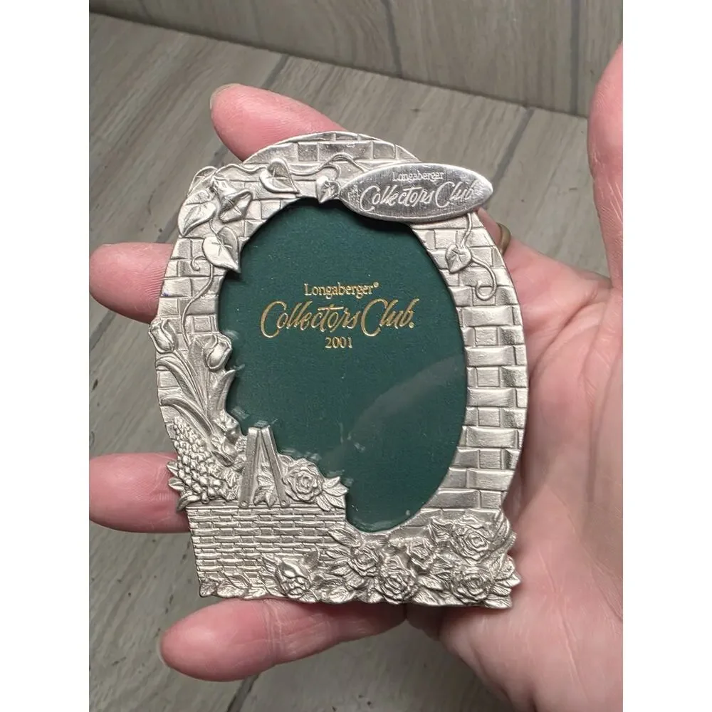 Vtg Longaberger Collectors Club 2001 Pewter Floral Basket Picture Frame New